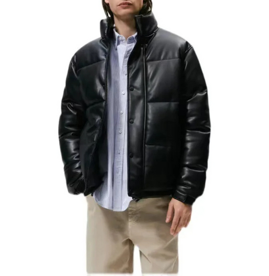 Padded Faux Leather Jacket