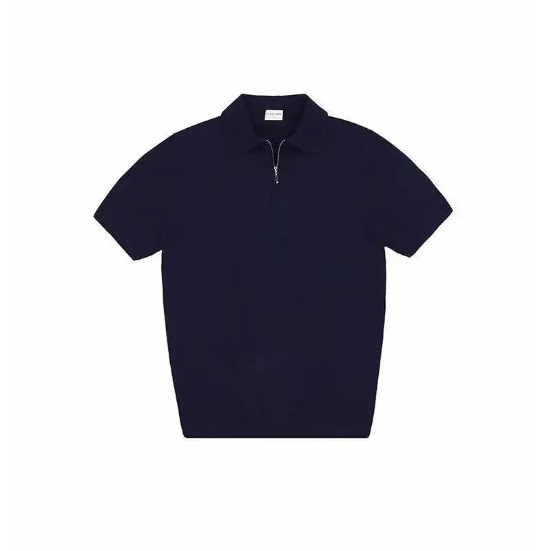 Men’s Knit Polo Shirt with Zipper Collar