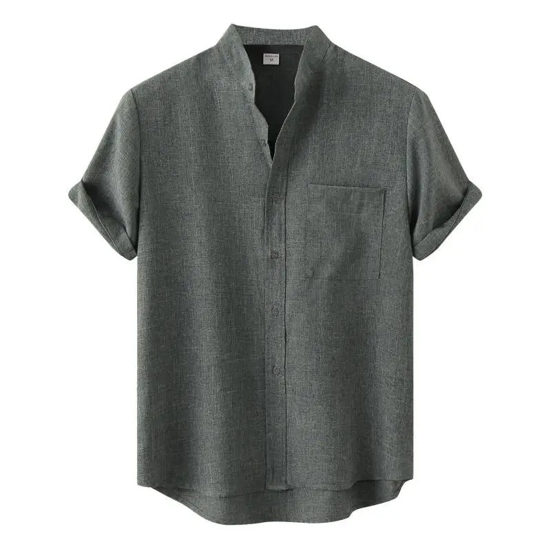 Airy Summer Shirt with Stand - up Collar for Men - Harren Cole