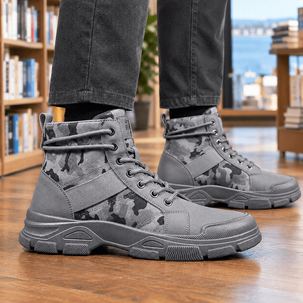 Camouflage Lace Up Chunky Tread Boots - Harren Cole