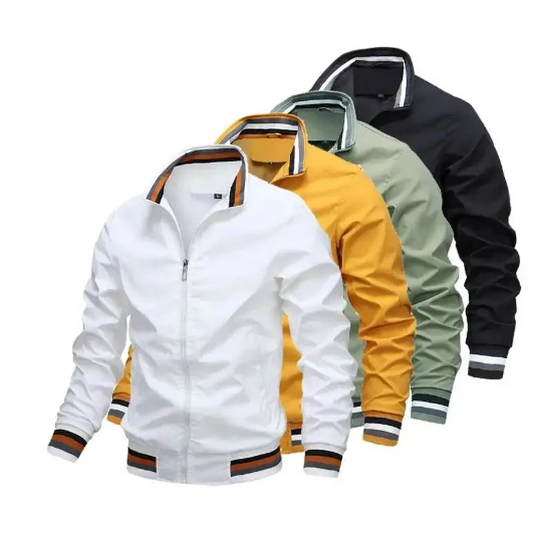 Men Lightweight Waterproof Bomber Windbreaker Jacket White