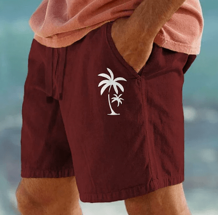 Men’s Summer Shorts with Palm Tree Embroidery - Harren Cole
