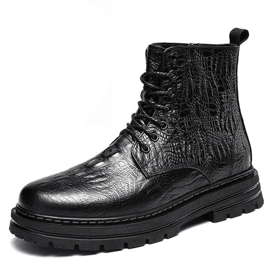 Men's Winter Boots with Crocodile Embossed Leather - Harren Cole