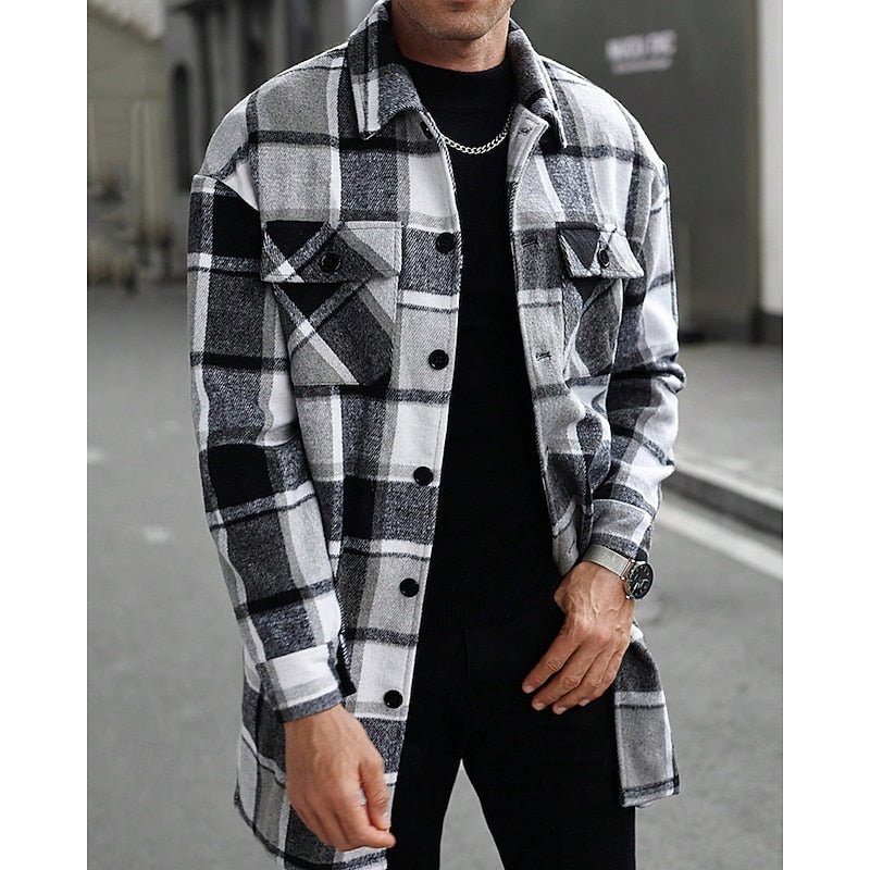 Plaid Shirt Jacket With Chest Pockets - Harren Cole