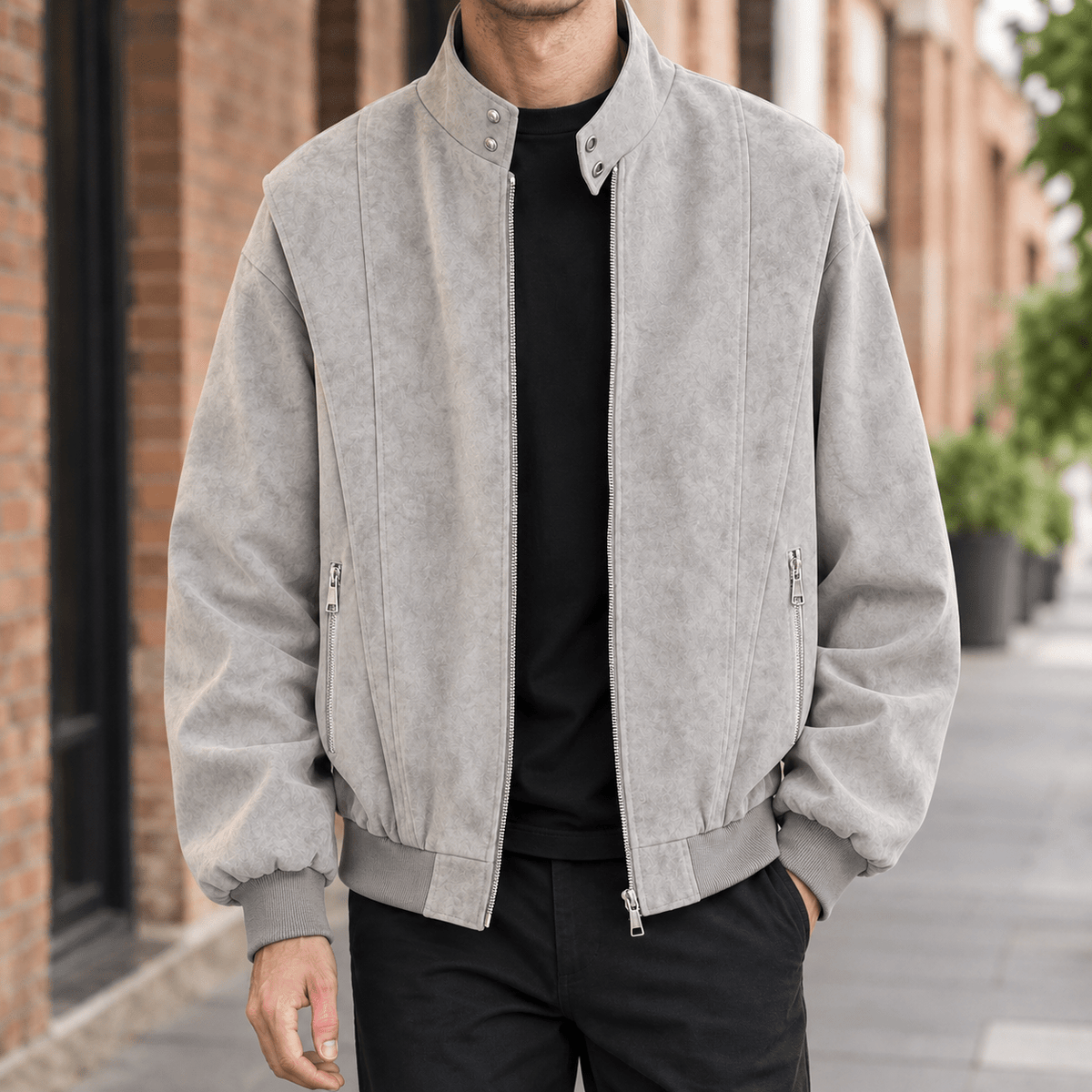 Stand Collar Relaxed Fit Woven Jacket - Harren Cole