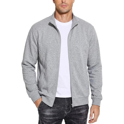 Men's Zipper Cotton Sweatshirt Jacket Breathable Classic Fit