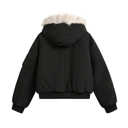 Men’s Warm Bomber Jacket with Fur Hood