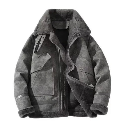 Fleece-Lined Leather Jacket for Men