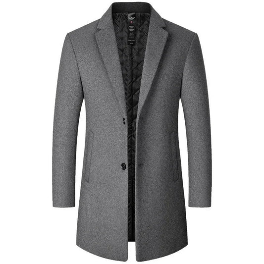 Classic Wool Coat with Quilted Lining for Men