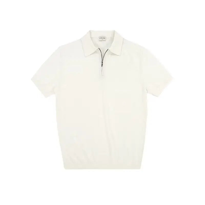 Men’s Knit Polo Shirt with Zipper Collar