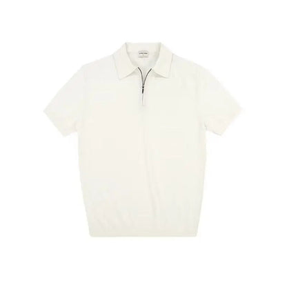Men’s Knit Polo Shirt with Zipper Collar