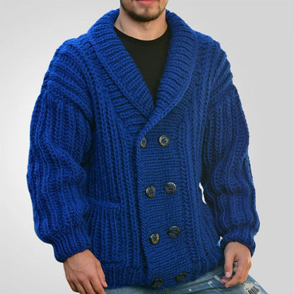 Double-Breasted Knit Cardigan Sweater