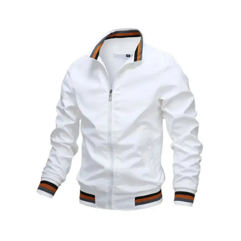 Men Lightweight Waterproof Bomber Windbreaker Jacket White