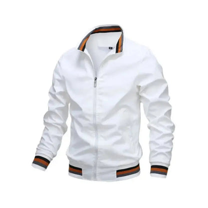 Men Lightweight Waterproof Bomber Windbreaker Jacket White