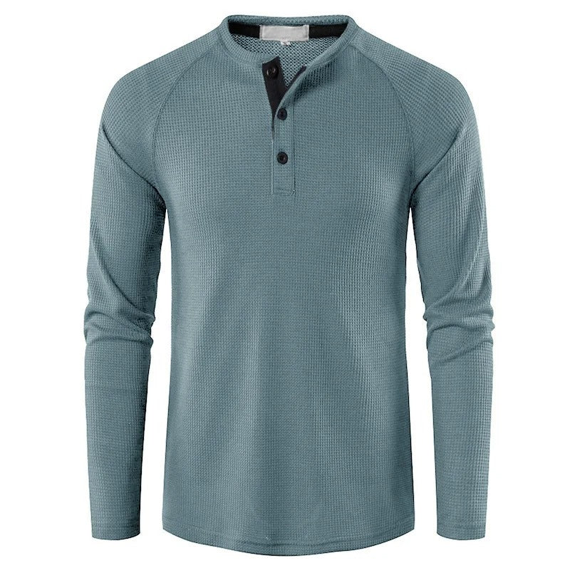 Classic Men's Henley Shirt Slim Fit Casual Top