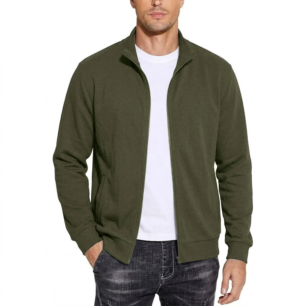 Men's Zipper Cotton Sweatshirt Jacket Breathable Classic Fit