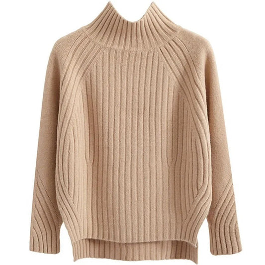 Ribbed Turtleneck Sweater Knit Pullover