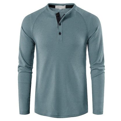 Classic Men's Henley Shirt Slim Fit Casual Top