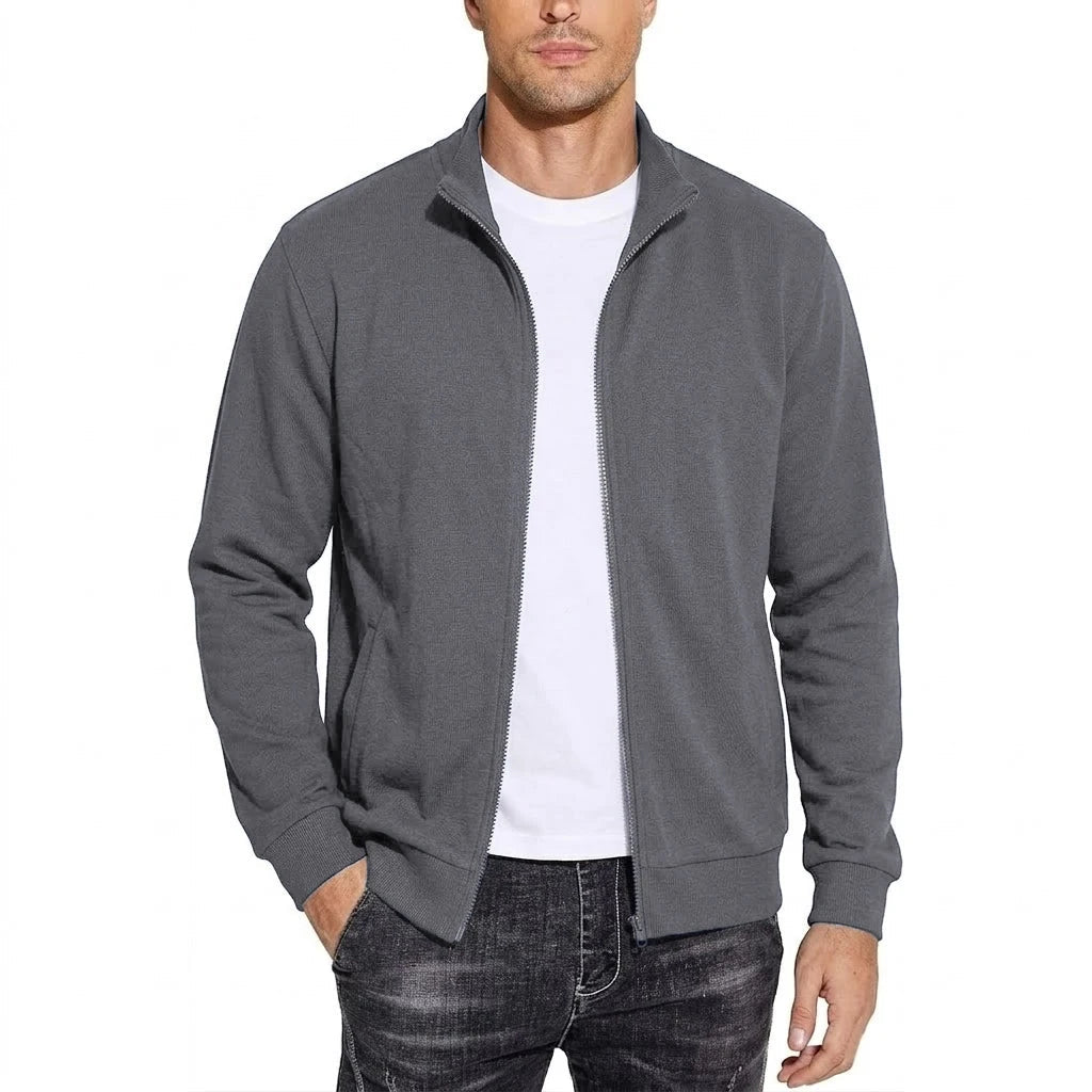 Men's Zipper Cotton Sweatshirt Jacket Breathable Classic Fit