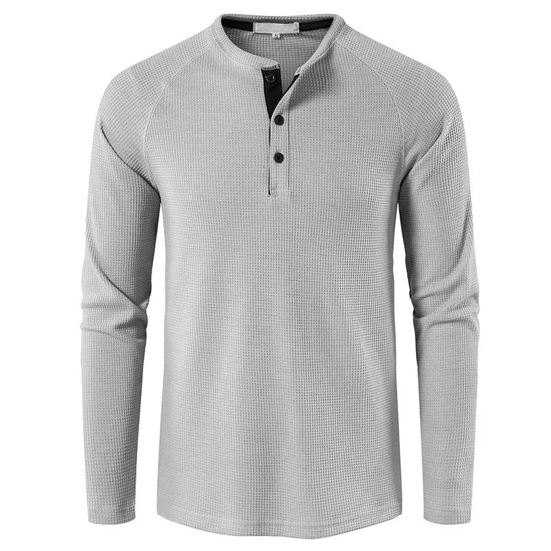 Classic Men's Henley Shirt Slim Fit Casual Top