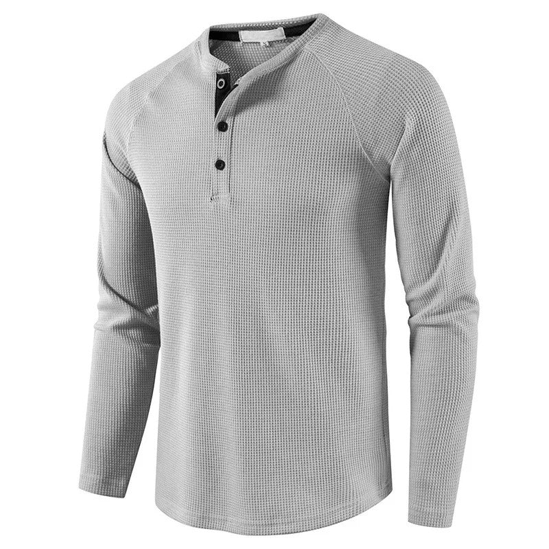 Classic Men's Henley Shirt Slim Fit Casual Top