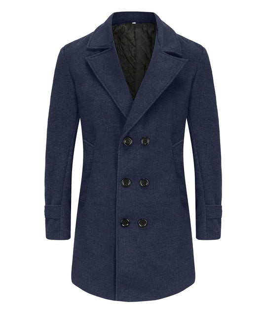Classic Double-Breasted Wool Coat for Men