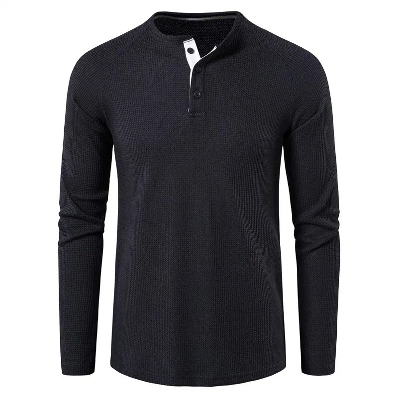Classic Men's Henley Shirt Slim Fit Casual Top