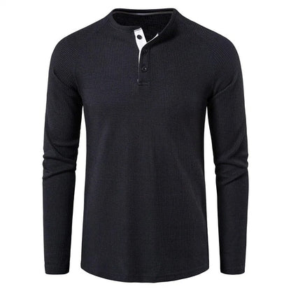 Classic Men's Henley Shirt Slim Fit Casual Top