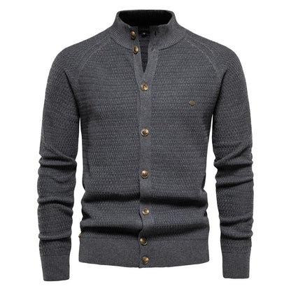 Men’s Stand-Up Collar Knit Cardigan Sweater