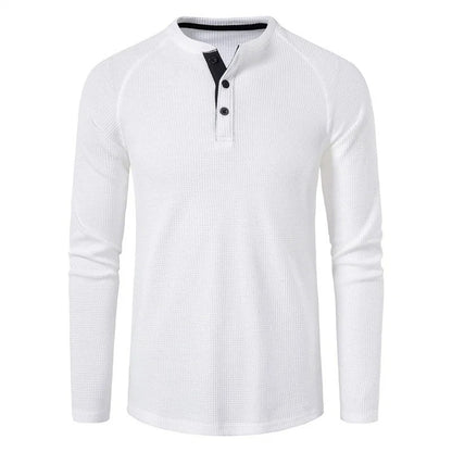 Classic Men's Henley Shirt Slim Fit Casual Top