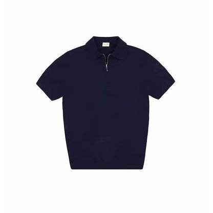 Men’s Knit Polo Shirt with Zipper Collar