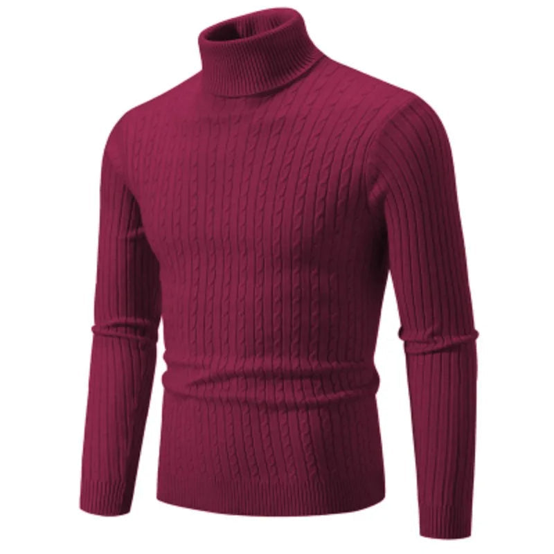 Cable Knit Turtleneck Sweater for Men