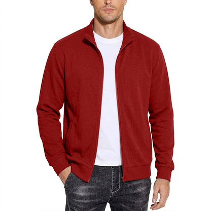 Men's Zipper Cotton Sweatshirt Jacket Breathable Classic Fit