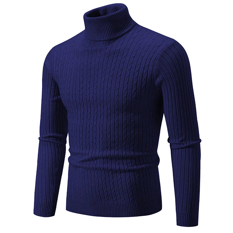 Cable Knit Turtleneck Sweater for Men