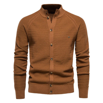 Men’s Stand-Up Collar Knit Cardigan Sweater