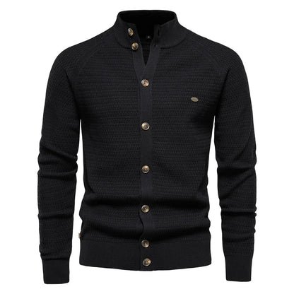Men’s Stand-Up Collar Knit Cardigan Sweater