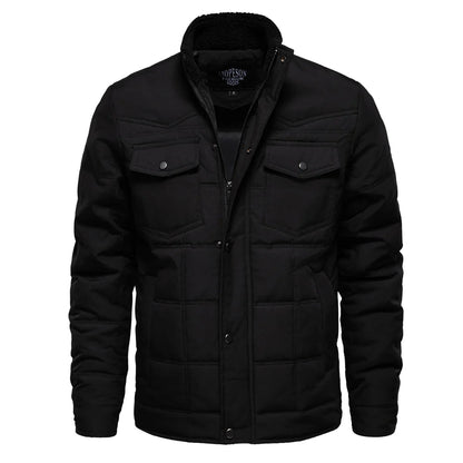 Padded Winter Jacket with Stand-Up Collar for Men