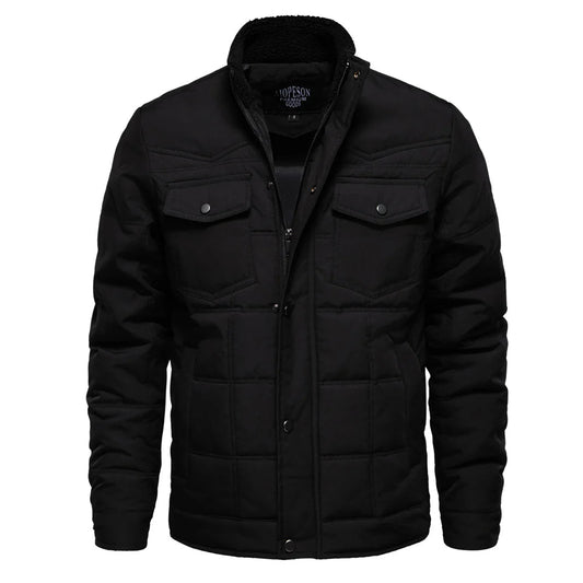 Padded Winter Jacket with Stand-Up Collar for Men