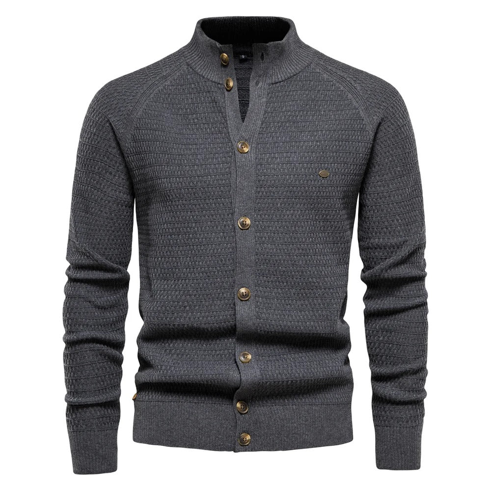 Men’s Stand-Up Collar Knit Cardigan Sweater