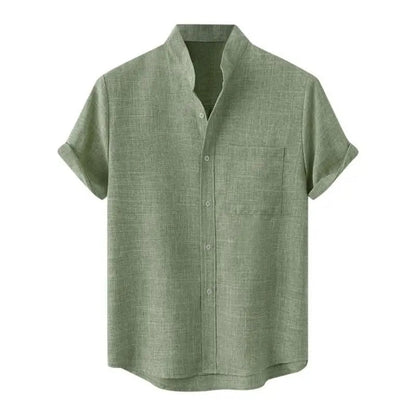 Airy Summer Shirt with Stand - up Collar for Men - Harren Cole