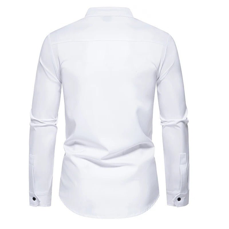Asymmetrical Mandarin Collar Shirt - Harren Cole