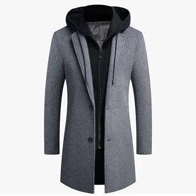 Two-Layer Hooded Coat for Men