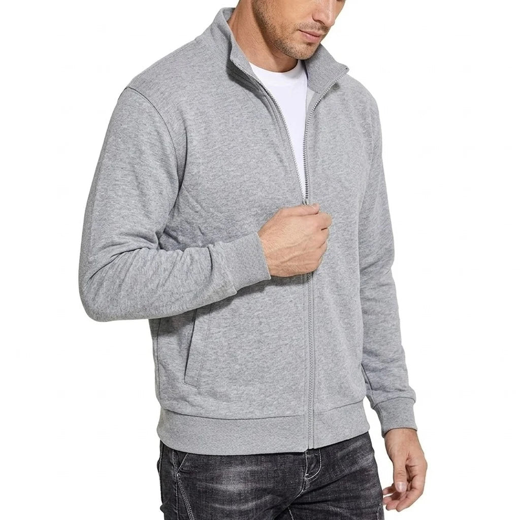 Men's Zipper Cotton Sweatshirt Jacket Breathable Classic Fit