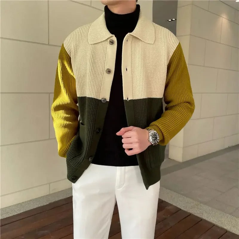 Colorblock Knit Cardigan Sweater