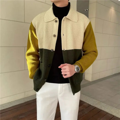 Colorblock Knit Cardigan Sweater