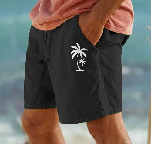 Men’s Summer Shorts with Palm Tree Embroidery