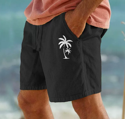 Men’s Summer Shorts with Palm Tree Embroidery