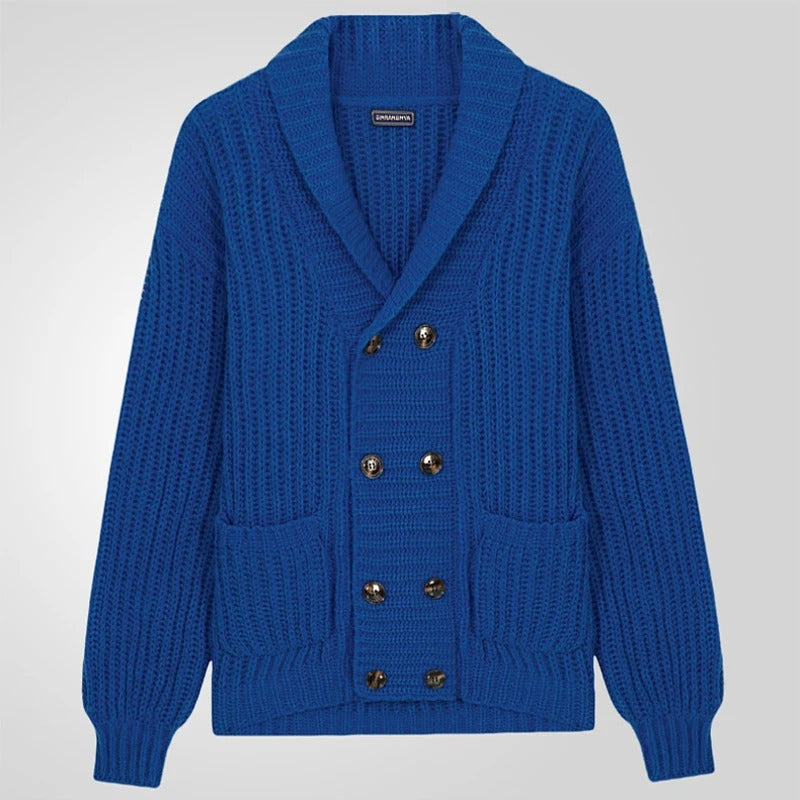 Double-Breasted Knit Cardigan Sweater