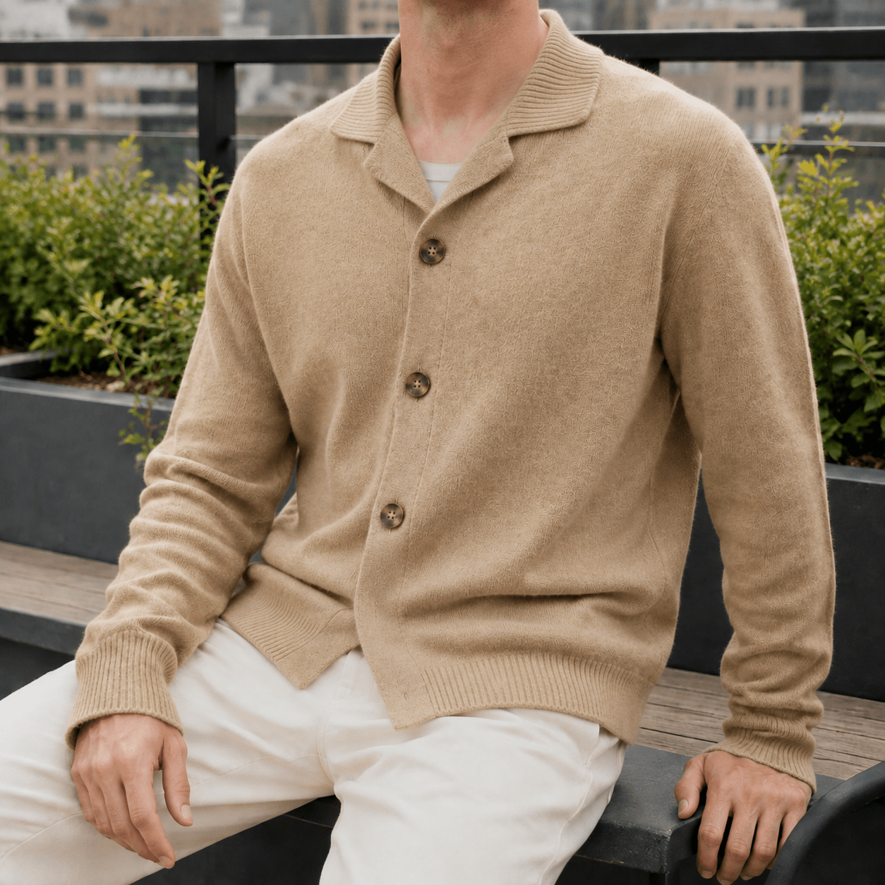 Cashmere Blend Button Front Sweater - Harren Cole
