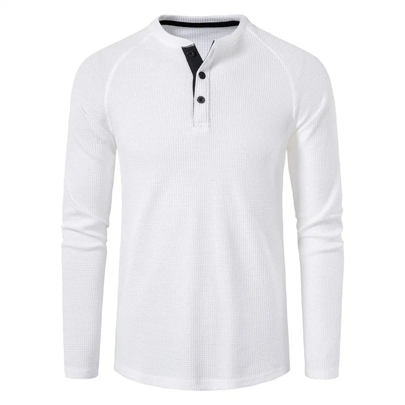 Classic Men's Henley Shirt Slim Fit Casual Top